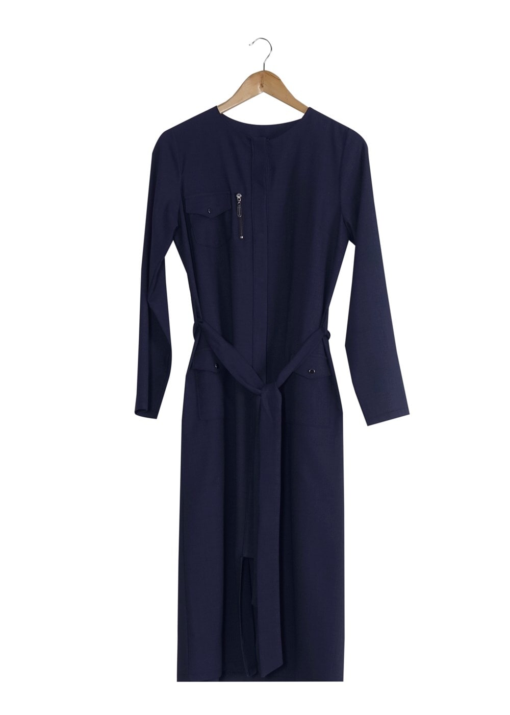 Vêtements hijab BLEU MARINE T 8736 Puane Gizli Düğmeli Cepli Tunik