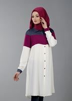 Vêtements hijab FUCHSIA T 8737 Puane  Erkek Yaka Düğmeli Tunik