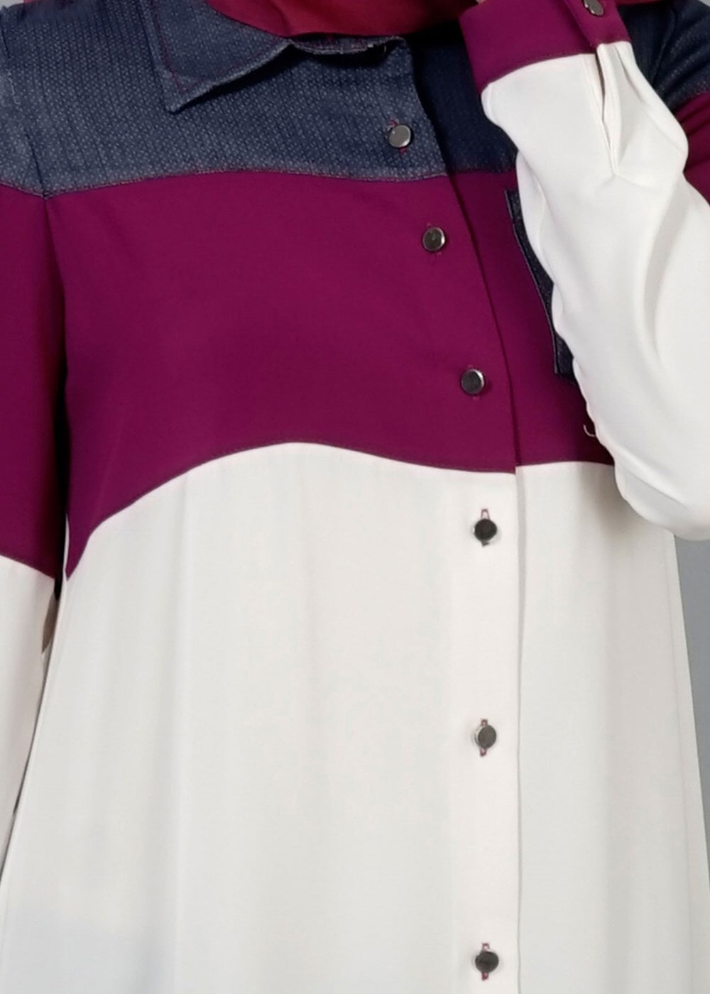 Vêtements hijab FUCHSIA T 8737 Puane  Erkek Yaka Düğmeli Tunik