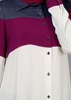 Vêtements hijab FUCHSIA T 8737 Puane  Erkek Yaka Düğmeli Tunik