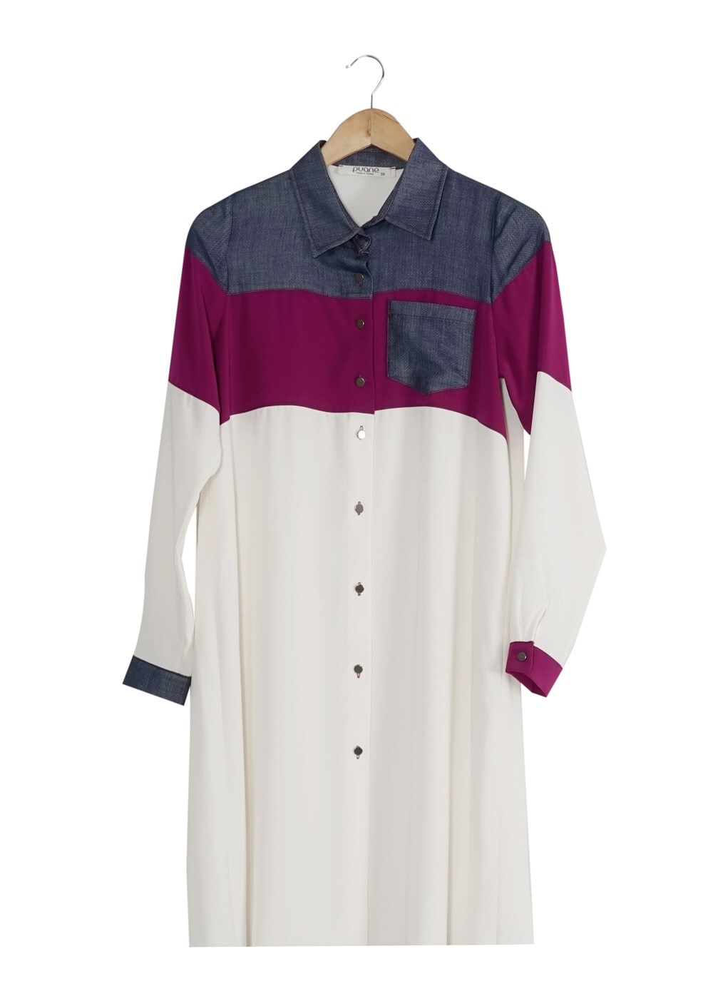 Vêtements hijab FUCHSIA T 8737 Puane  Erkek Yaka Düğmeli Tunik