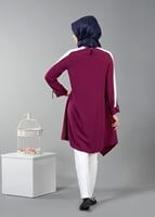 Vêtements hijab FUCHSIA T 8762 Puane Asimetrik Kesim Kolyeli Tunik