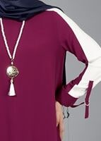 Vêtements hijab FUCHSIA T 8762 Puane Asimetrik Kesim Kolyeli Tunik