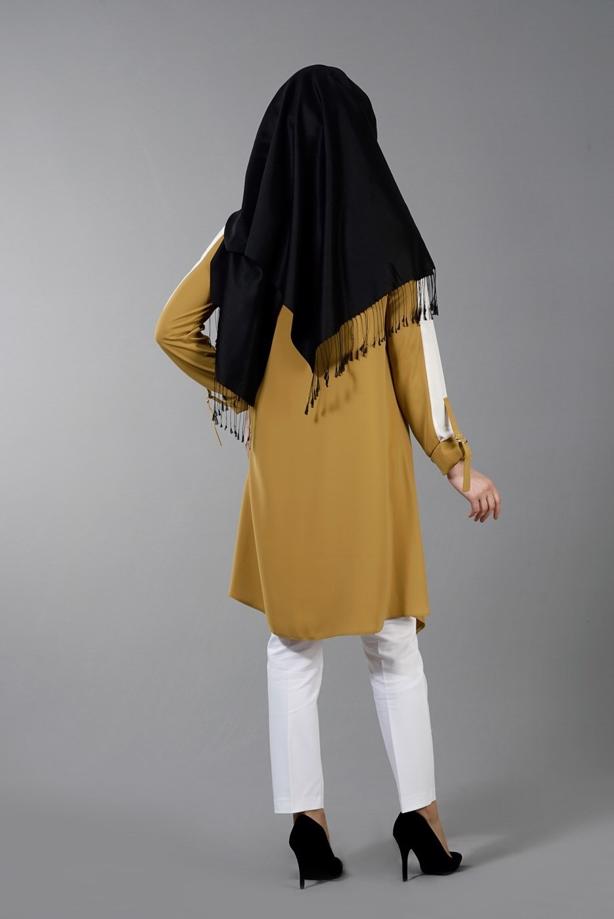 Vêtements hijab  T 8762 Puane Asimetrik Kesim Kolyeli Tunik - TRENDTESETTÜR