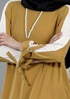 Vêtements hijab JAUNE T 8762 Puane Asimetrik Kesim Kolyeli Tunik