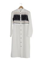 Hijab clothing BLACK T 8773 Puane  Kabartma Desen Düğmeli Tunik