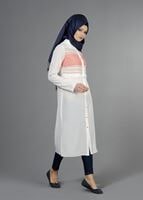 Vêtements hijab POUDRE T 8773 Puane  Kabartma Desen Düğmeli Tunik