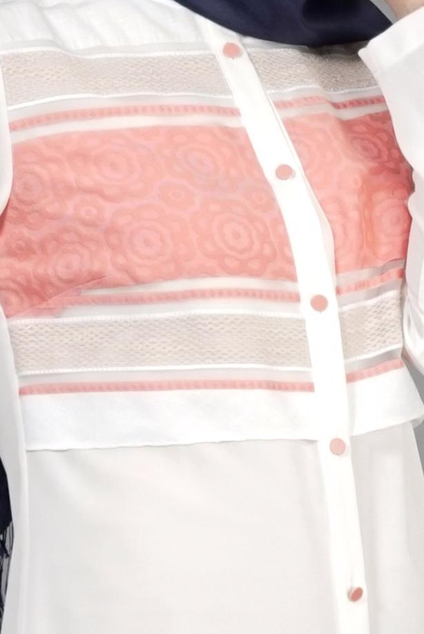 Vêtements hijab  T 8773 Puane  Kabartma Desen Düğmeli Tunik - TRENDTESETTÜR