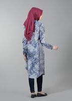 Vêtements hijab BLEU T 8778 Puane  Dijital Baskılı Tunik
