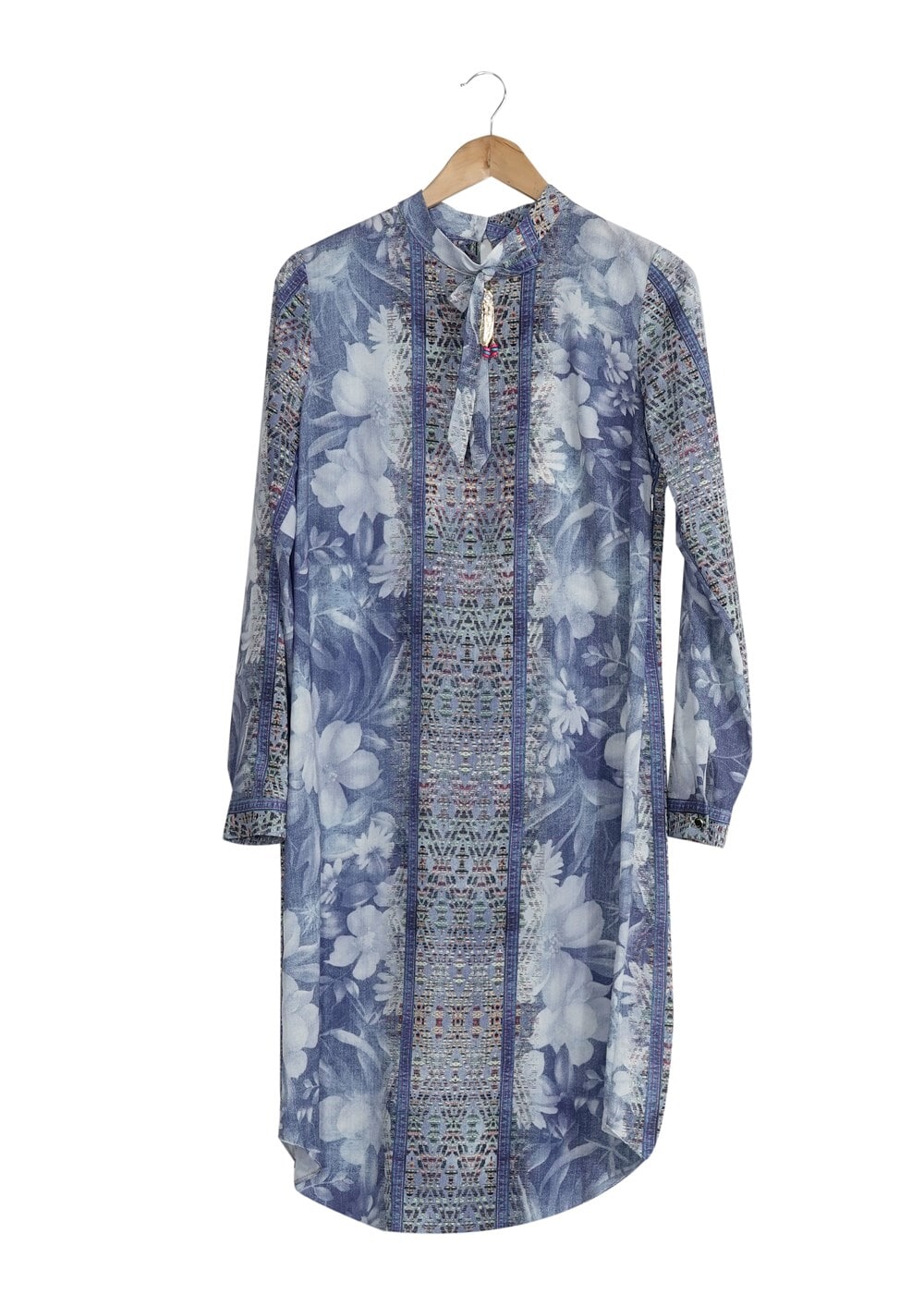 Vêtements hijab BLEU T 8778 Puane  Dijital Baskılı Tunik