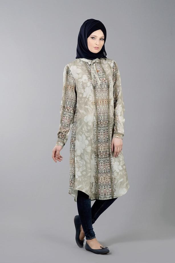 Vêtements hijab  T 8778 Puane  Dijital Baskılı Tunik - TRENDTESETTÜR