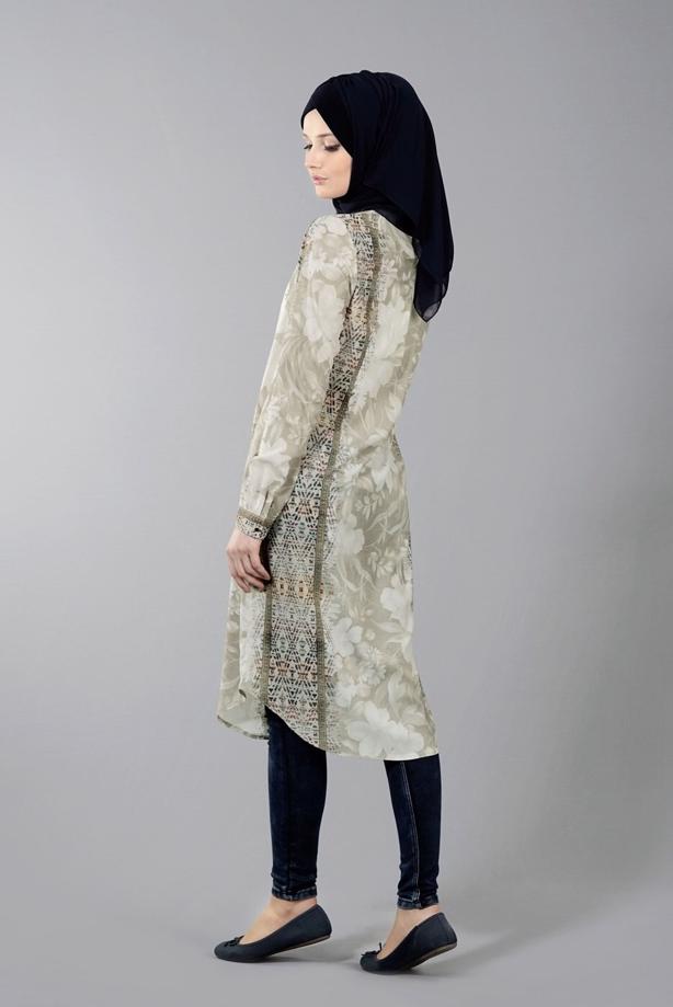 Vêtements hijab  T 8778 Puane  Dijital Baskılı Tunik - TRENDTESETTÜR