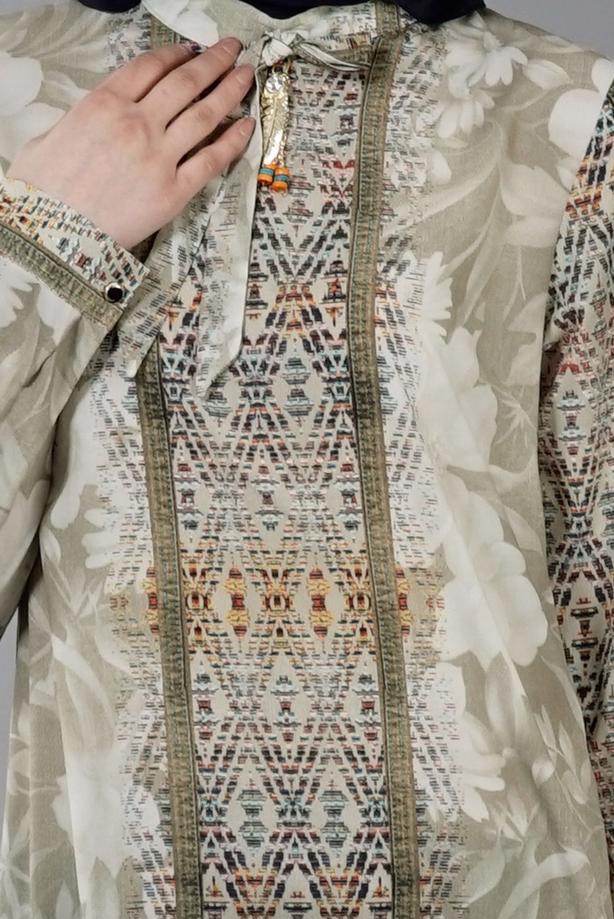 Vêtements hijab  T 8778 Puane  Dijital Baskılı Tunik - TRENDTESETTÜR