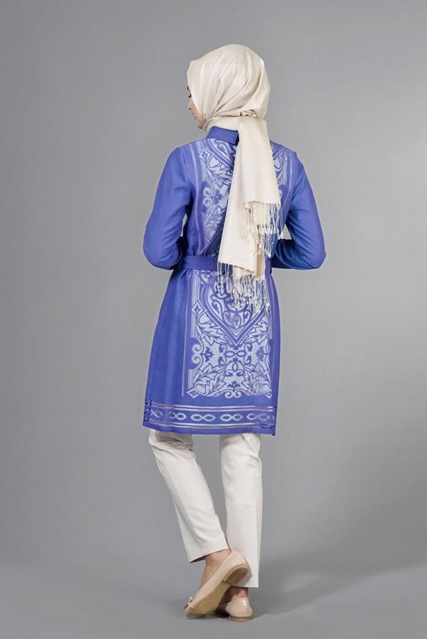 Vêtements hijab  T 8788 Puane  Lazer Desen Astarlı Tunik - TRENDTESETTÜR