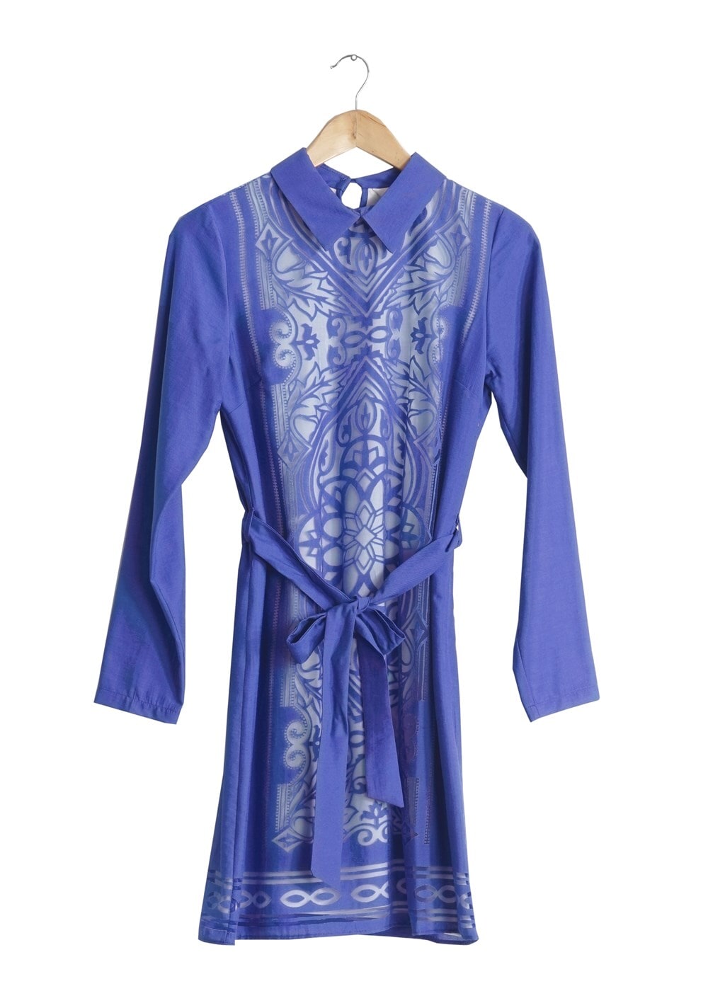 Vêtements hijab BLEU MARINE T 8788 Puane  Lazer Desen Astarlı Tunik