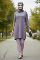 Tesettür giyim PUDRA DÜZ KESİM PANTOLON T 7996