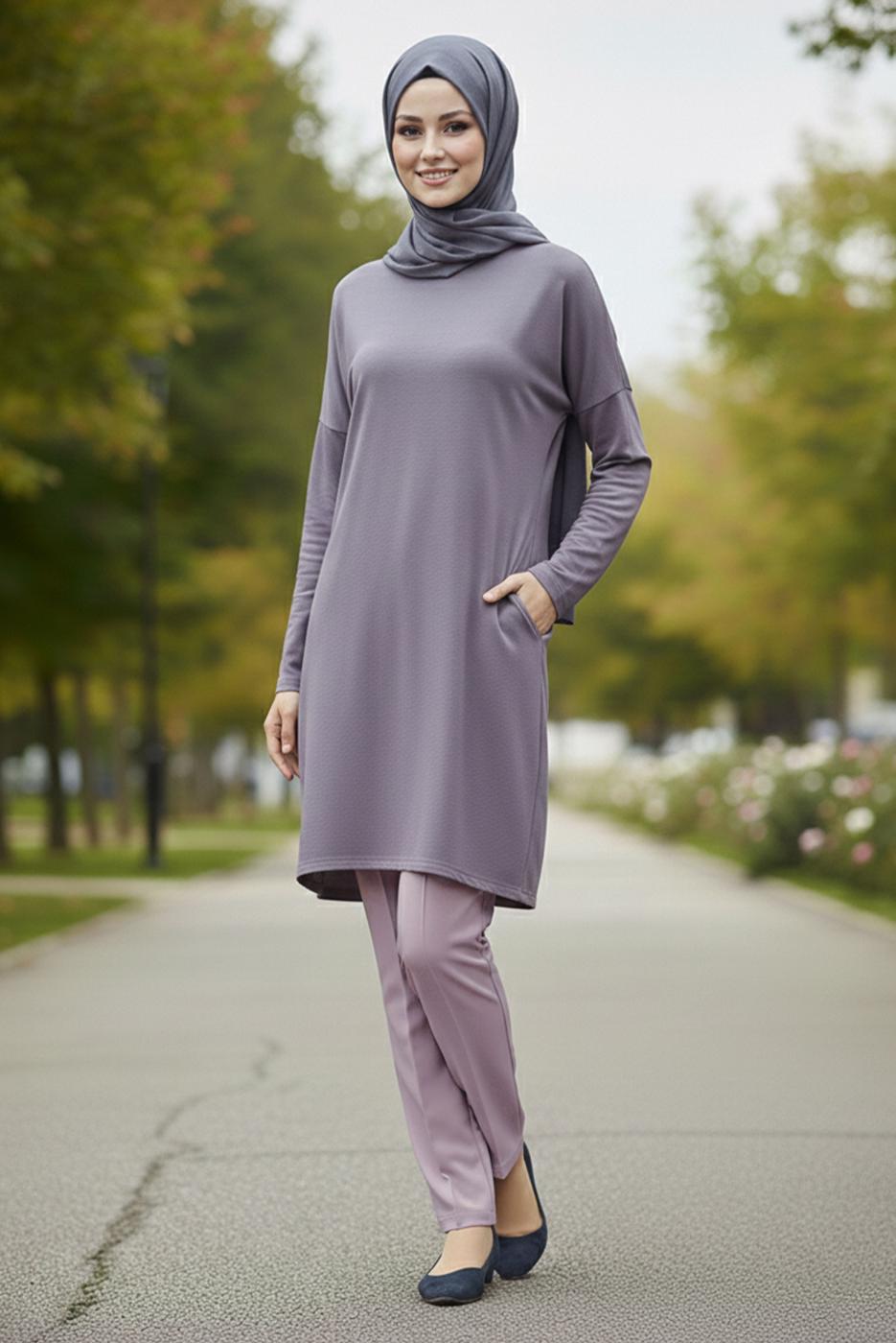 Tesettür giyim PUDRA DÜZ KESİM PANTOLON T 7996