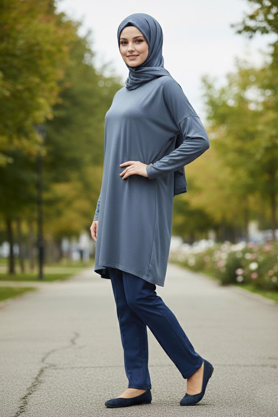 Vêtements hijab BLEU MARINE PANTALON COUPE DROITE T 7996