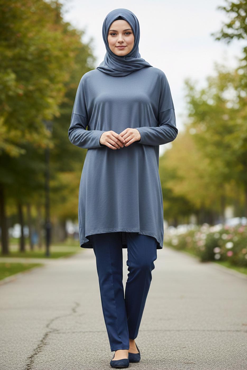 Vêtements hijab BLEU MARINE PANTALON COUPE DROITE T 7996