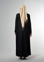Hijab clothing BLACK T 1514-1 Ekose Tesettür Pardesü-Alv Fashion