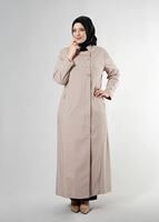 Tesettür giyim BEJ T 1514-1 Ekose Tesettür Pardesü-Alv Fashion