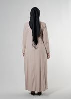 Tesettür giyim BEJ T 1514-1 Ekose Tesettür Pardesü-Alv Fashion