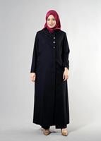 Vêtements hijab BLEU MARINE T 1514-1 Ekose Tesettür Pardesü-Alv Fashion