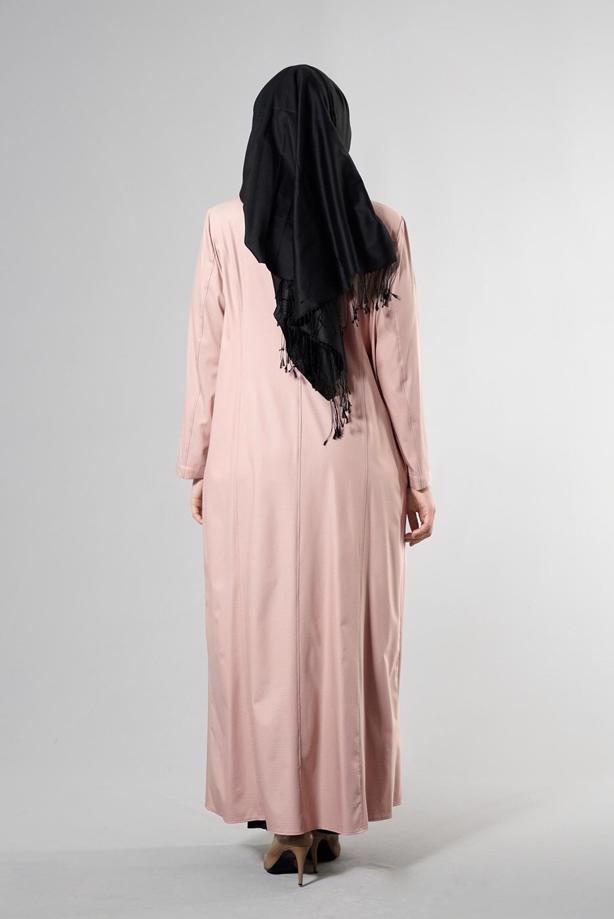 Vêtements hijab POUDRE T 1514-1 Ekose Tesettür Pardesü-Alv Fashion - TRENDTESETTÜR