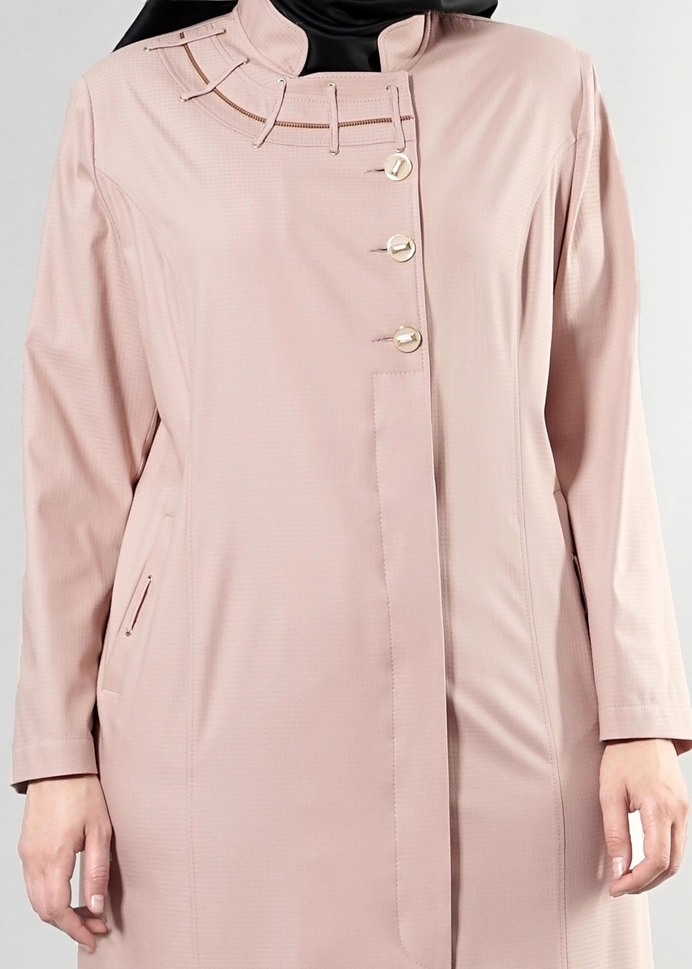 Hijab clothing POWDER T 1514-1 Ekose Tesettür Pardesü-Alv Fashion