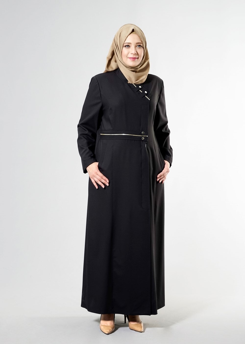 Tesettür giyim SİYAH T 1531-1 Deborah Tesettür Pardesü-Alv Fashion