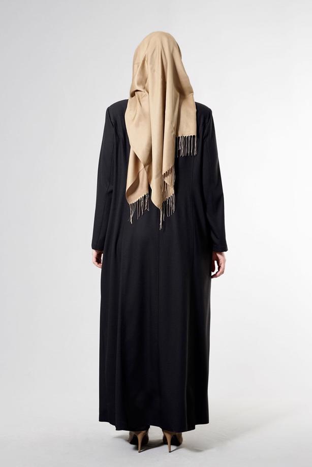 Vêtements hijab NOIR T 1531-1 Deborah Tesettür Pardesü-Alv Fashion - TRENDTESETTÜR