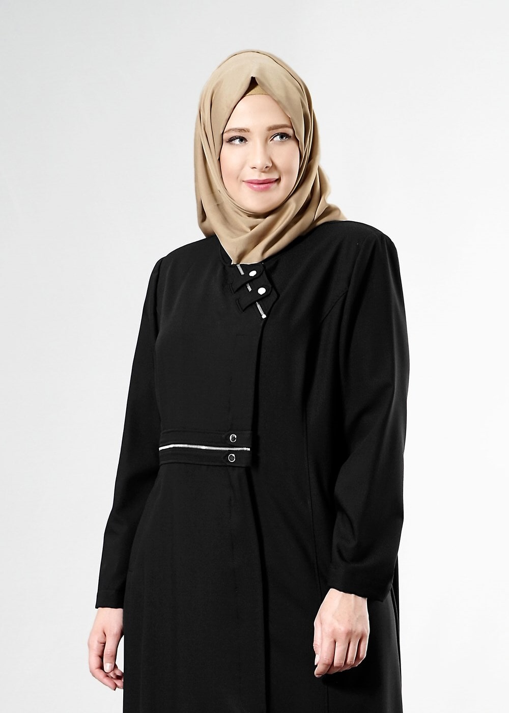 Hijab clothing BLACK T 1531-1 Deborah Tesettür Pardesü-Alv Fashion