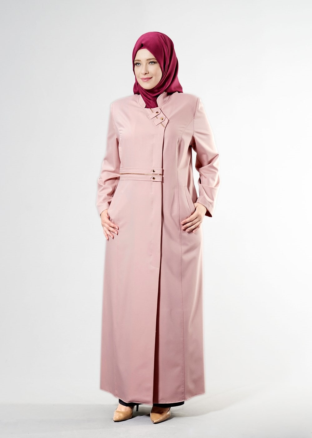 Tesettür giyim PUDRA T 1531-1 Deborah Tesettür Pardesü-Alv Fashion