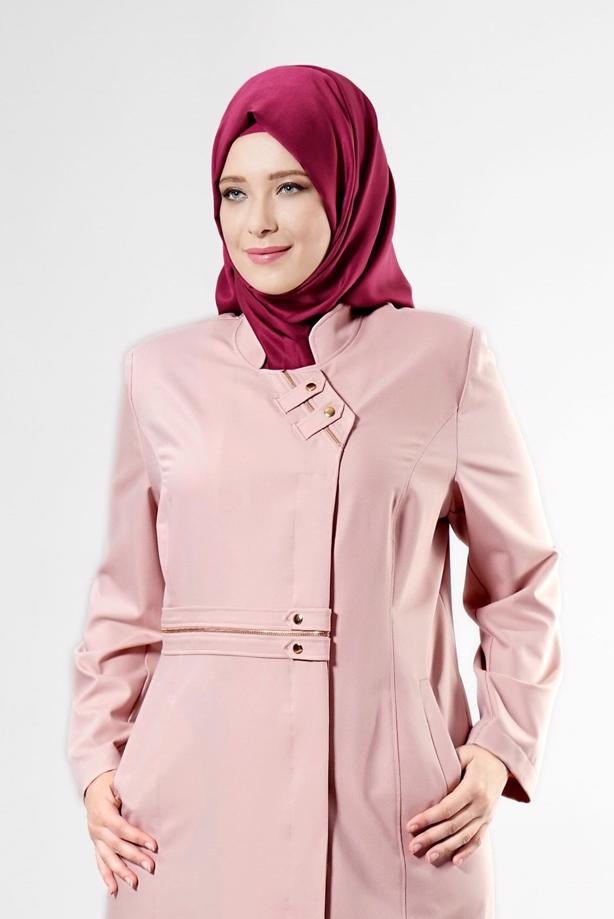 Vêtements hijab POUDRE T 1531-1 Deborah Tesettür Pardesü-Alv Fashion - TRENDTESETTÜR
