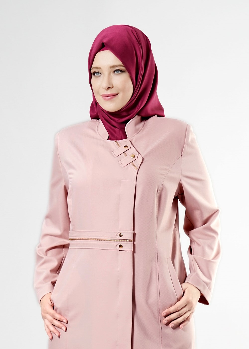 Vêtements hijab POUDRE T 1531-1 Deborah Tesettür Pardesü-Alv Fashion