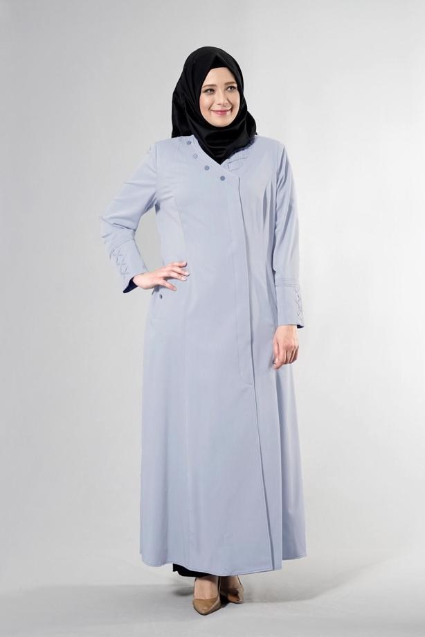 Vêtements hijab BLEU T 1493 Dulce Tesettür Pardesü-Alv Fashion - TRENDTESETTÜR