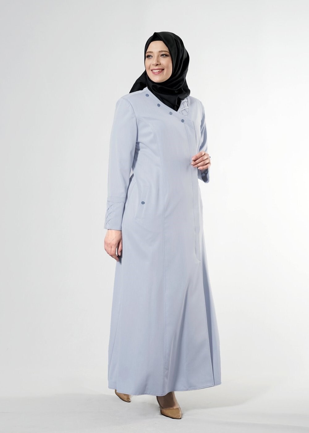 Tesettür giyim MAVİ T 1493 Dulce Tesettür Pardesü-Alv Fashion