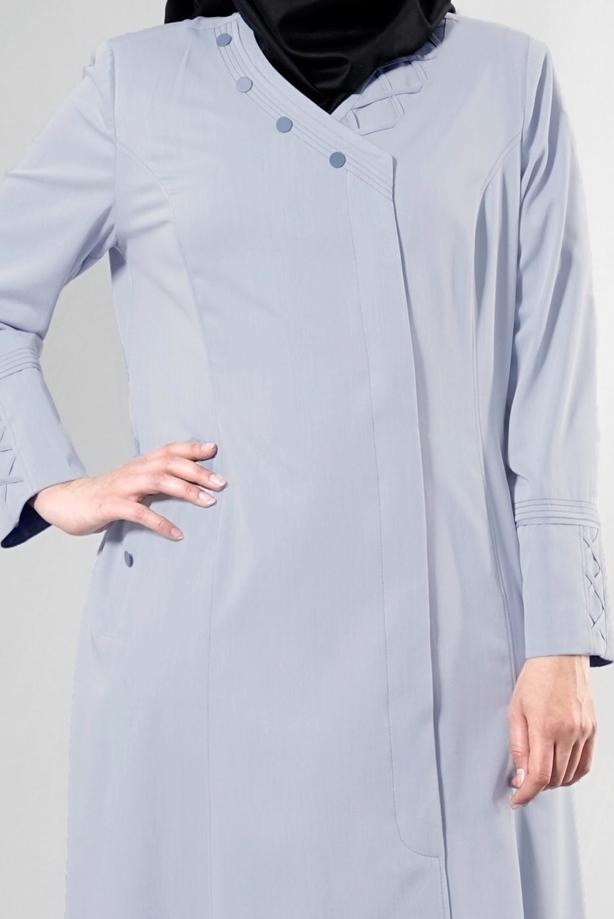 Vêtements hijab BLEU T 1493 Dulce Tesettür Pardesü-Alv Fashion - TRENDTESETTÜR