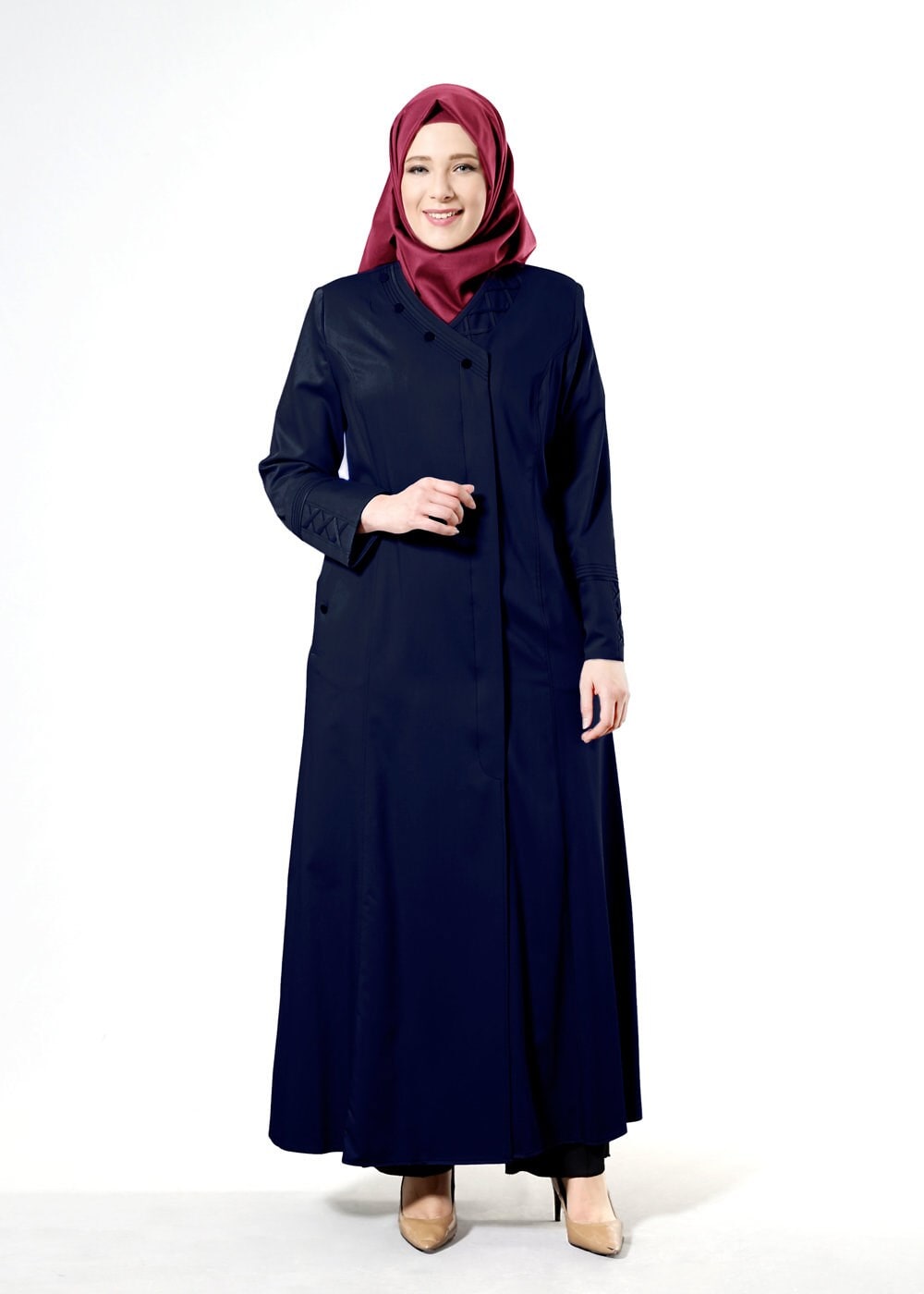 Tesettür giyim LACİVERT T 1493 Dulce Tesettür Pardesü-Alv Fashion