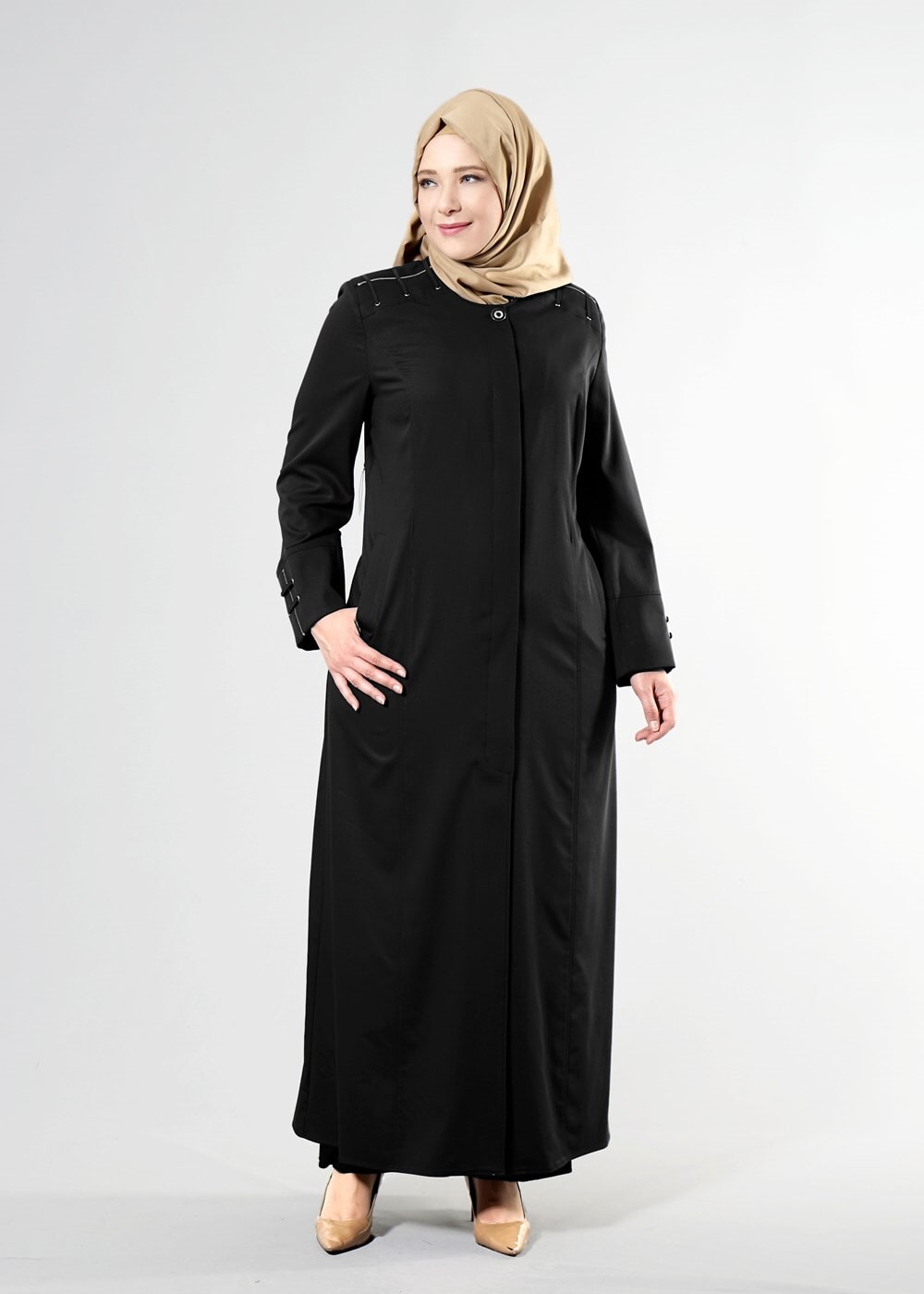 Vêtements hijab NOIR T 1534 New Nice Tesettür Pardesü-Alv Fashion