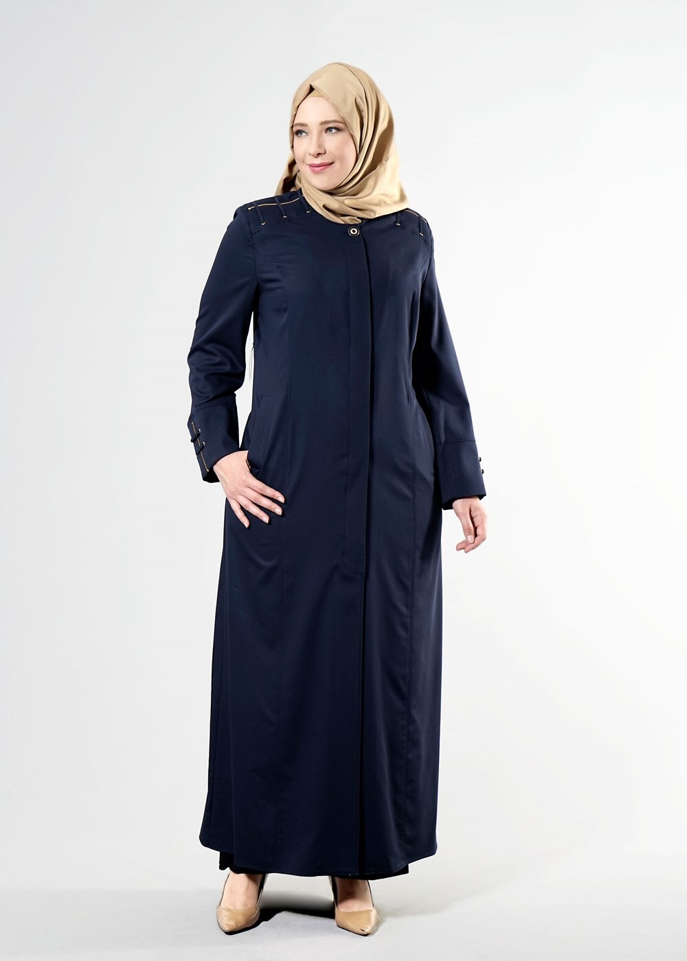 Hijab clothing NAVY BLUE T 1534 New Nice Tesettür Pardesü-Alv Fashion