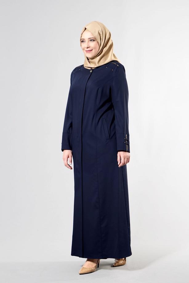 Vêtements hijab BLEU MARINE T 1534 New Nice Tesettür Pardesü-Alv Fashion - TRENDTESETTÜR