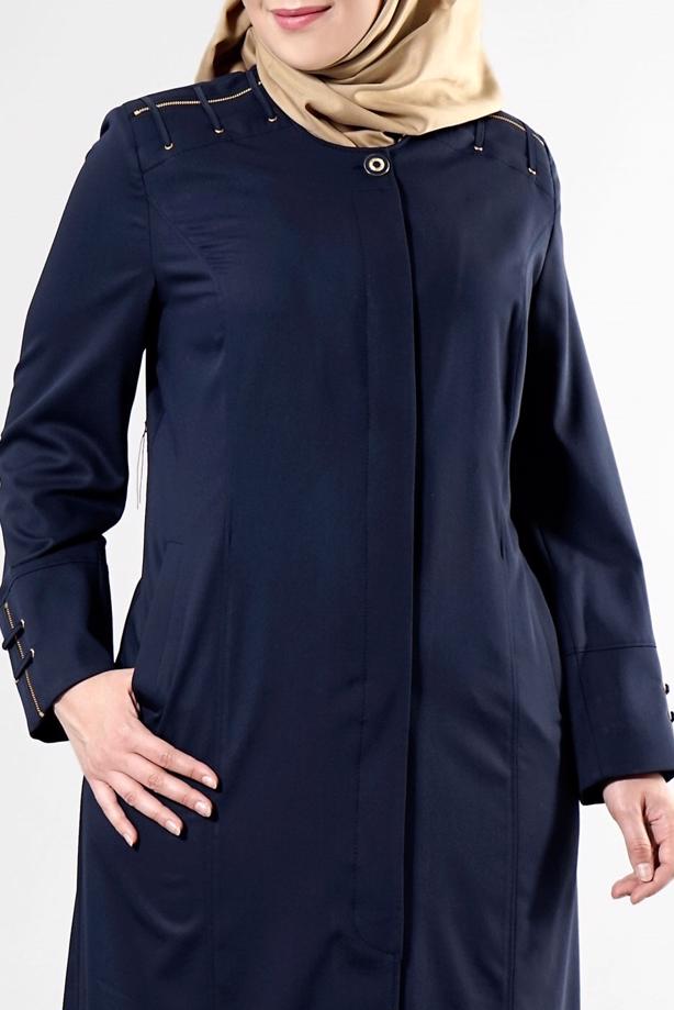 Vêtements hijab BLEU MARINE T 1534 New Nice Tesettür Pardesü-Alv Fashion - TRENDTESETTÜR