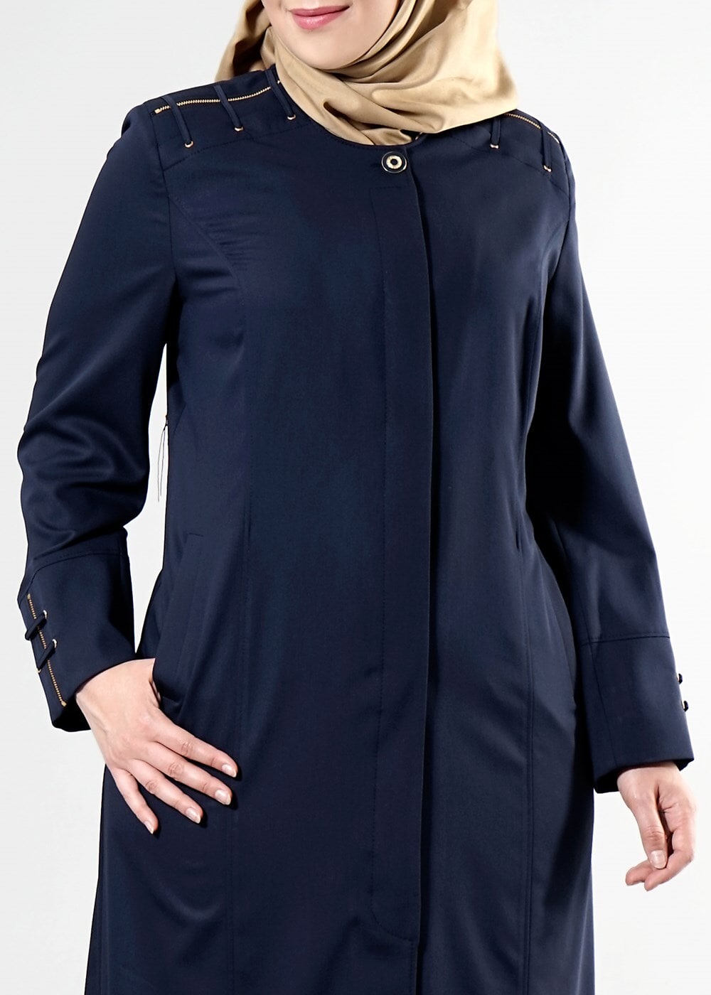 Hijab clothing NAVY BLUE T 1534 New Nice Tesettür Pardesü-Alv Fashion