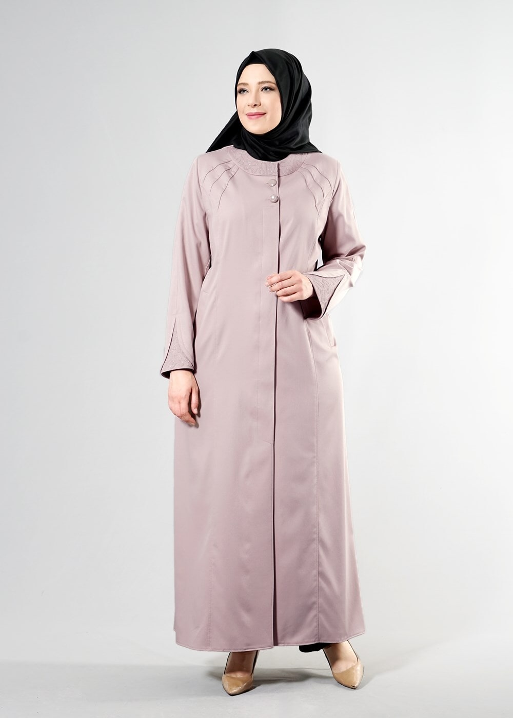 Hijab clothing POWDER T 1535 İnessa Tesettür Pardesü-Alv Fashion