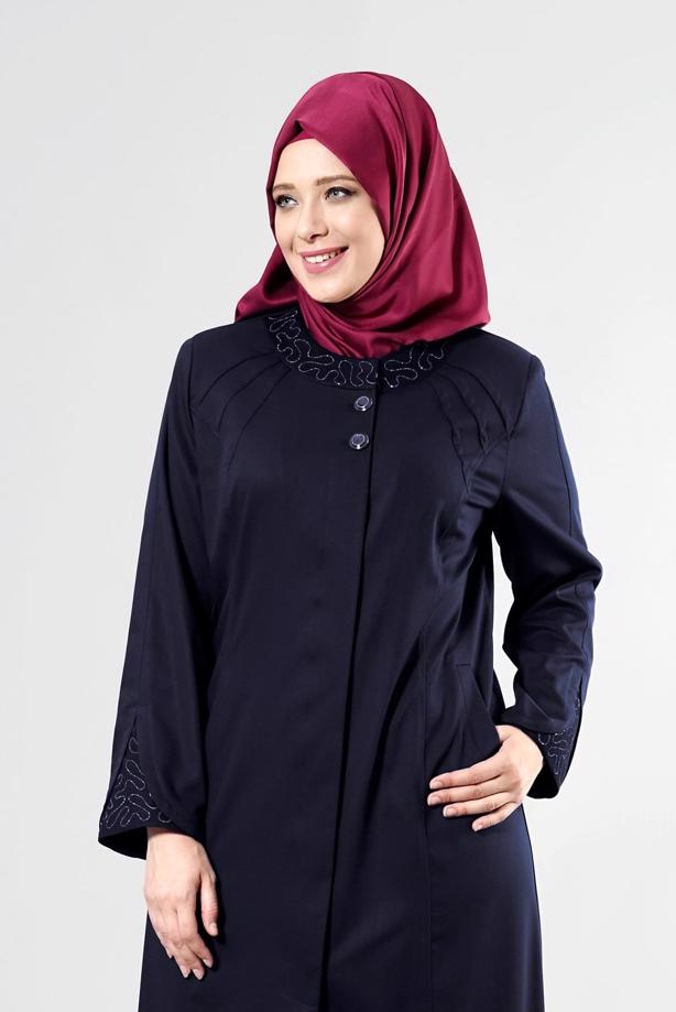 Vêtements hijab BLEU MARINE T 1535 İnessa Tesettür Pardesü-Alv Fashion - TRENDTESETTÜR