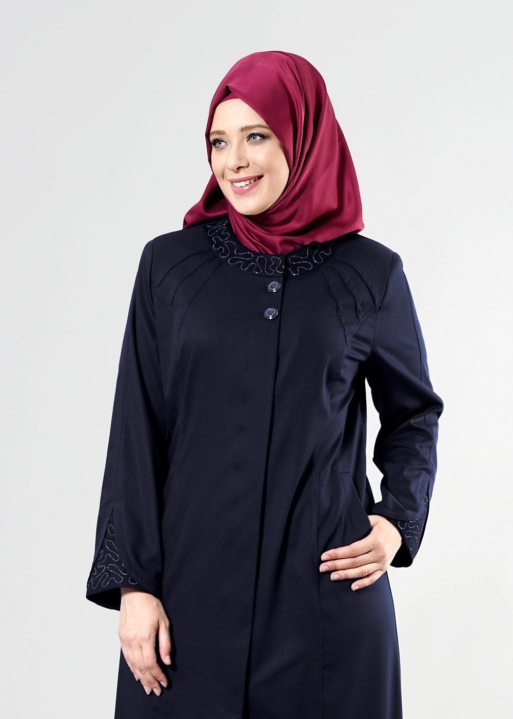 Tesettür giyim LACİVERT T 1535 İnessa Tesettür Pardesü-Alv Fashion