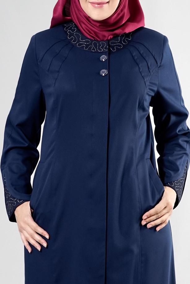 Vêtements hijab BLEU MARINE T 1535 İnessa Tesettür Pardesü-Alv Fashion - TRENDTESETTÜR