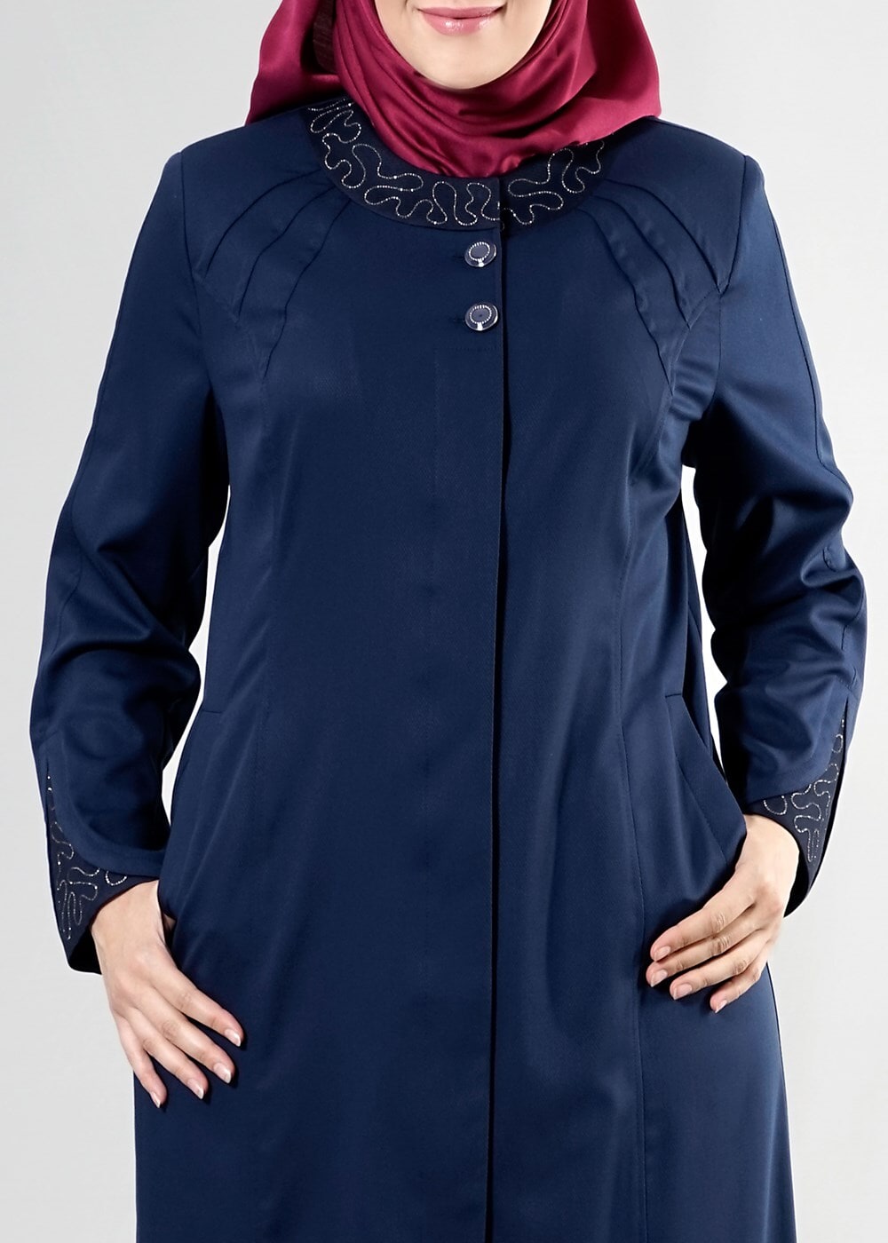 Tesettür giyim LACİVERT T 1535 İnessa Tesettür Pardesü-Alv Fashion