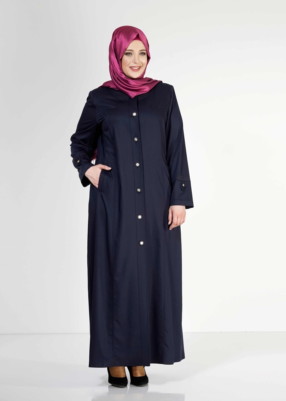 Tesettür giyim LACİVERT T 1558 Dulce Tesettür Pardesü-Alv Fashion